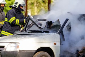 Fatal Car Accident Bucks County PA - Vehicle in Flames after being struck by a Drunk Driver